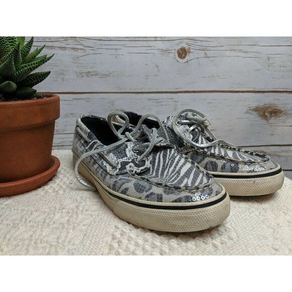 Sperry Women's Top Sider Boat Shoe Animal Print Sequins Loafers Size 6.5 M - Picture 2 of 11